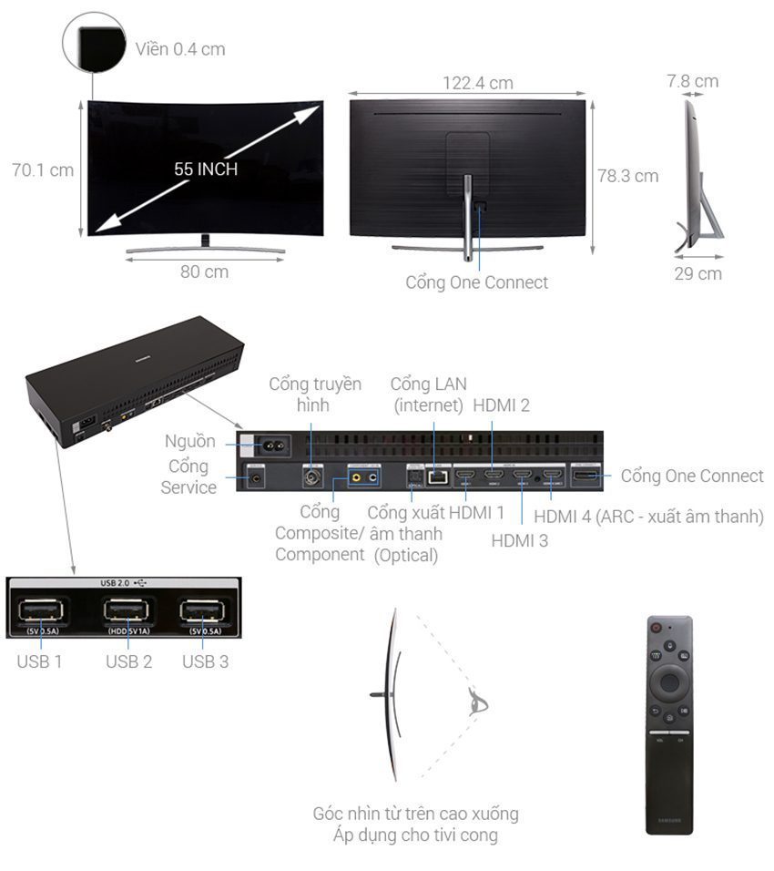 Smart Tivi QLED Samsung QA55Q8CN - Hàng chính hãng