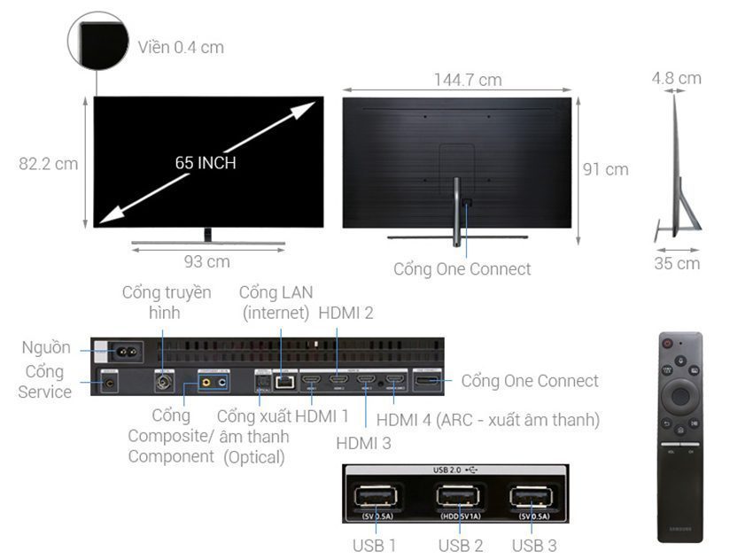 Smart Tivi QLED Samsung QA65Q7FN - Hàng chính hãng