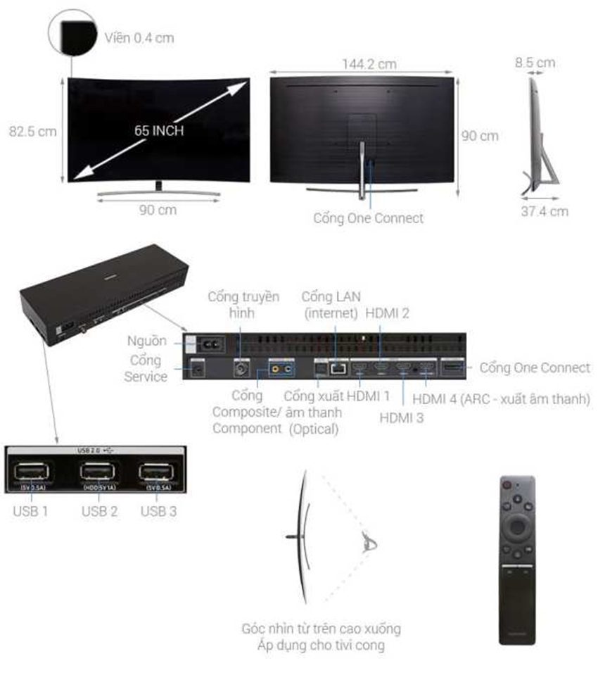 Smart Tivi QLED Samsung QA65Q8CN - Hàng chính hãng