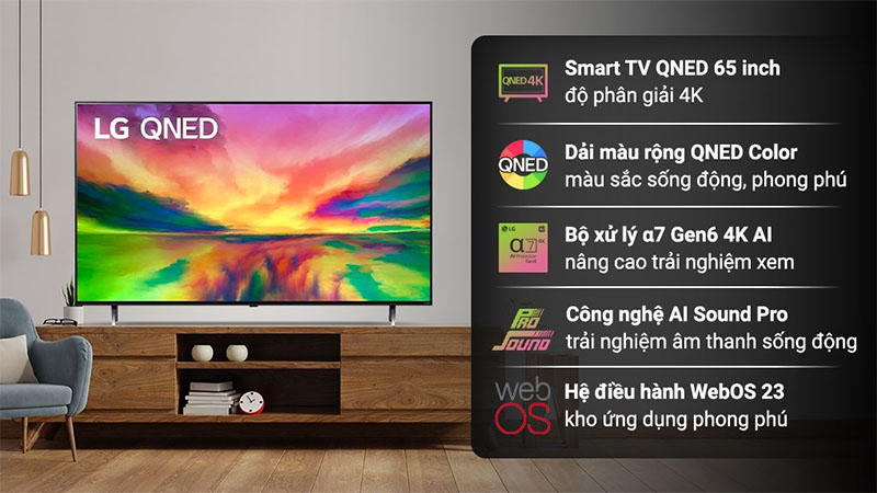 Smart Tivi QNED LG 4K 65 inch 65QNED80SRA - Hàng chính hãng