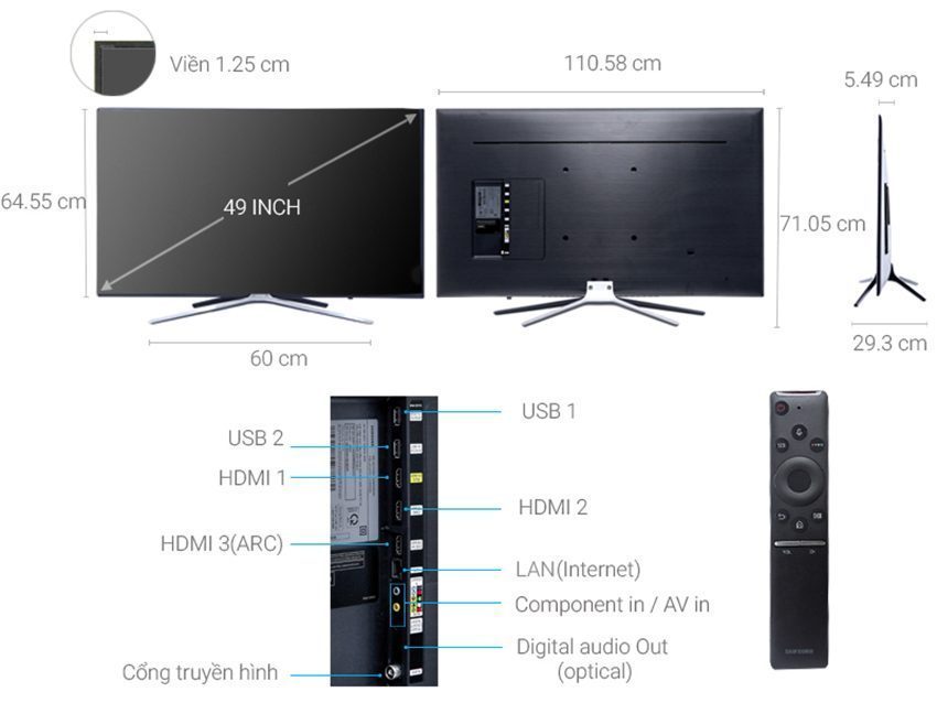Smart Tivi Samsung UA49M5500 - Hàng chính hãng