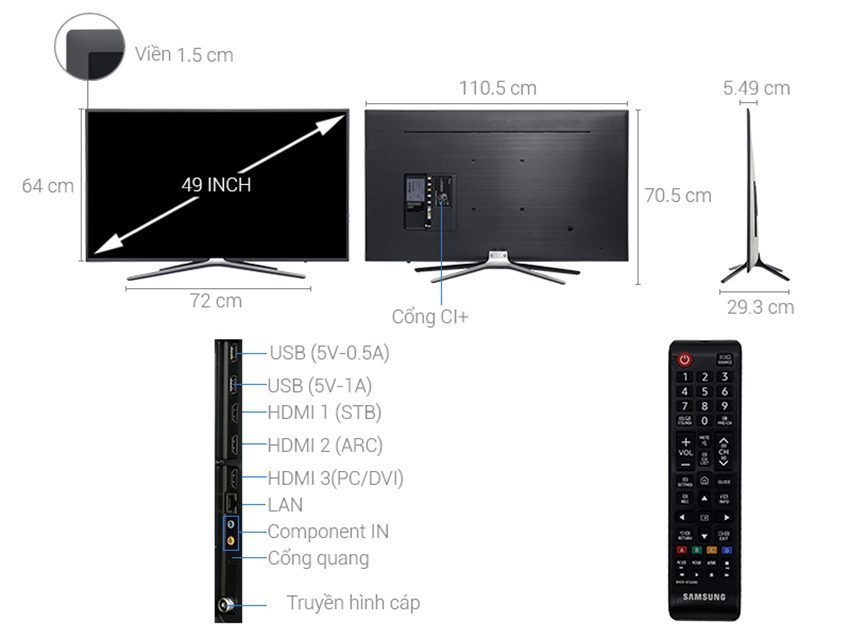 Smart Tivi Samsung UA49M5523 - Hàng chính hãng
