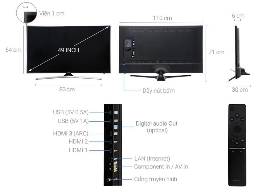 Smart Tivi Samsung UA49MU6100 - Hàng chính hãng