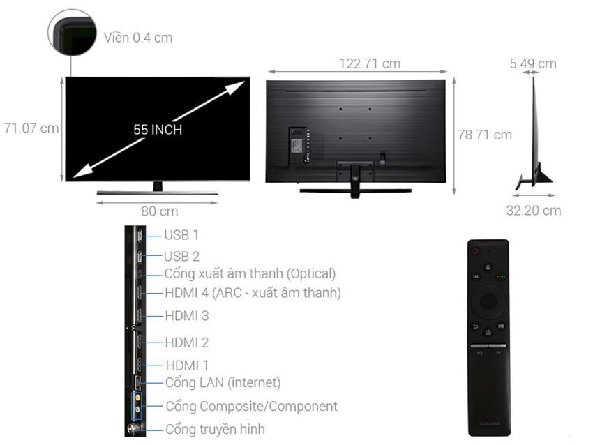 Smart Tivi Samsung UA55NU8000 - Hàng chính hãng