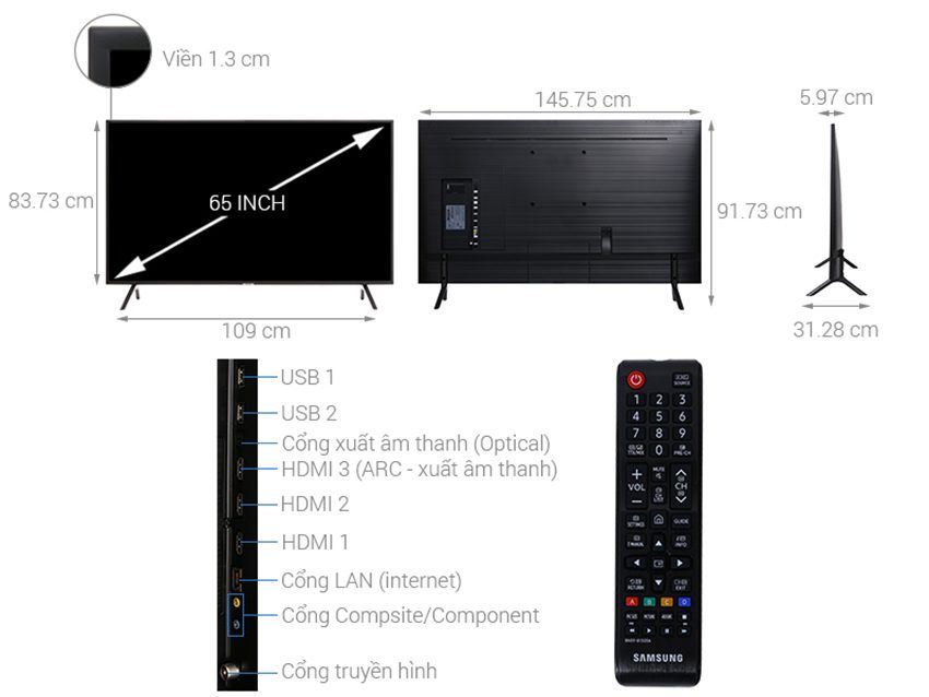 Smart Tivi Samsung UA65NU7100 - Hàng chính hãng