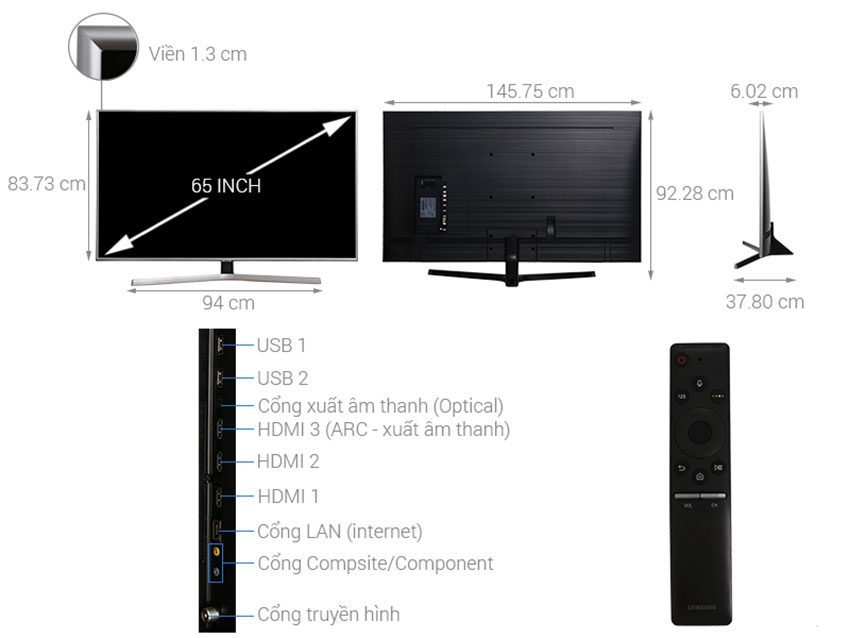 Smart Tivi Samsung UA65NU7400 - Hàng chính hãng
