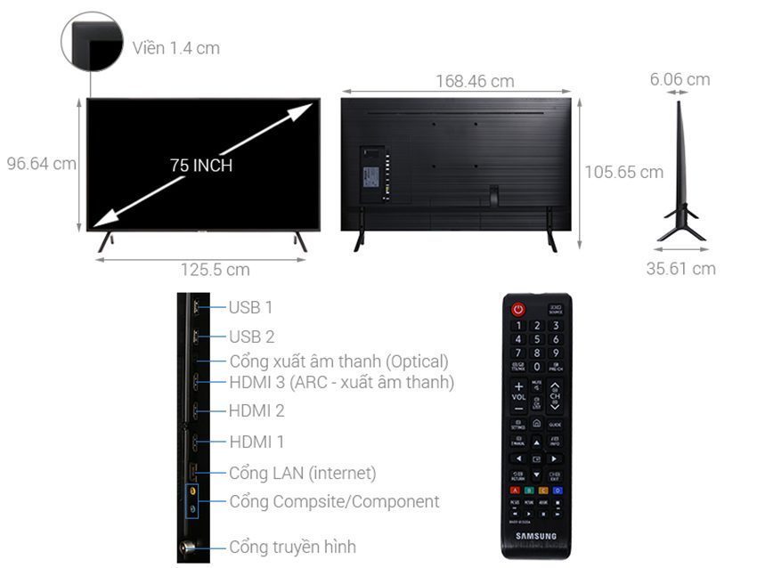 Smart Tivi Samsung UA75NU7100 - Hàng chính hãng