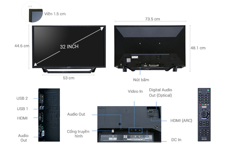 Smart Tivi Sony 32 inch KDL-32W600D - Hàng chính hãng