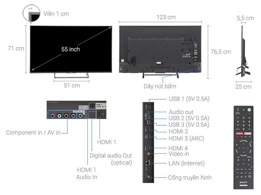Smart Tivi Sony KD-55X8500E - Hàng chính hãng
