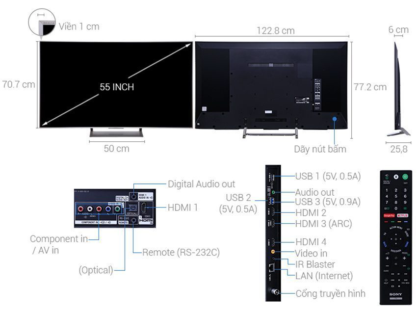 Smart Tivi Sony KD-55X9000E/S - Hàng chính hãng