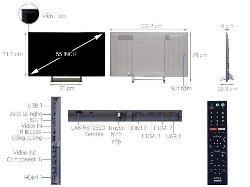 Smart Tivi Sony KD-55X9300E - Hàng chính hãng