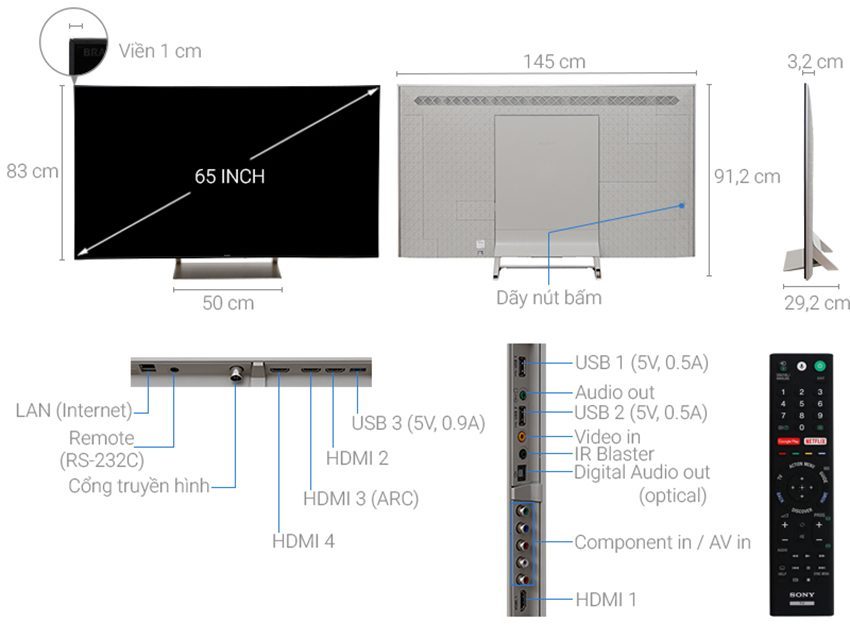Smart Tivi Sony KD-65X9300E - Hàng chính hãng