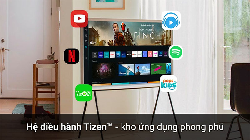 Smart Tivi kiểu chữ I có chân The Serif QLED Samsung 4K 55 inch QA55LS01BA - Hàng chính hãng