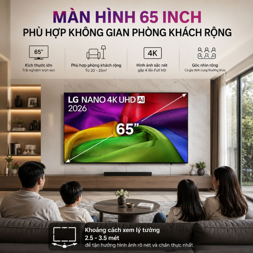 Smart tivi LG AI 4K 65 inch 65NU805BPSB - Hàng chính hãng