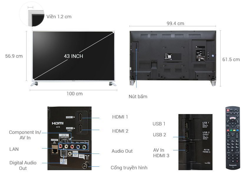 Smart Tivi Panasonic TH-43DS630V - Hàng chính hãng