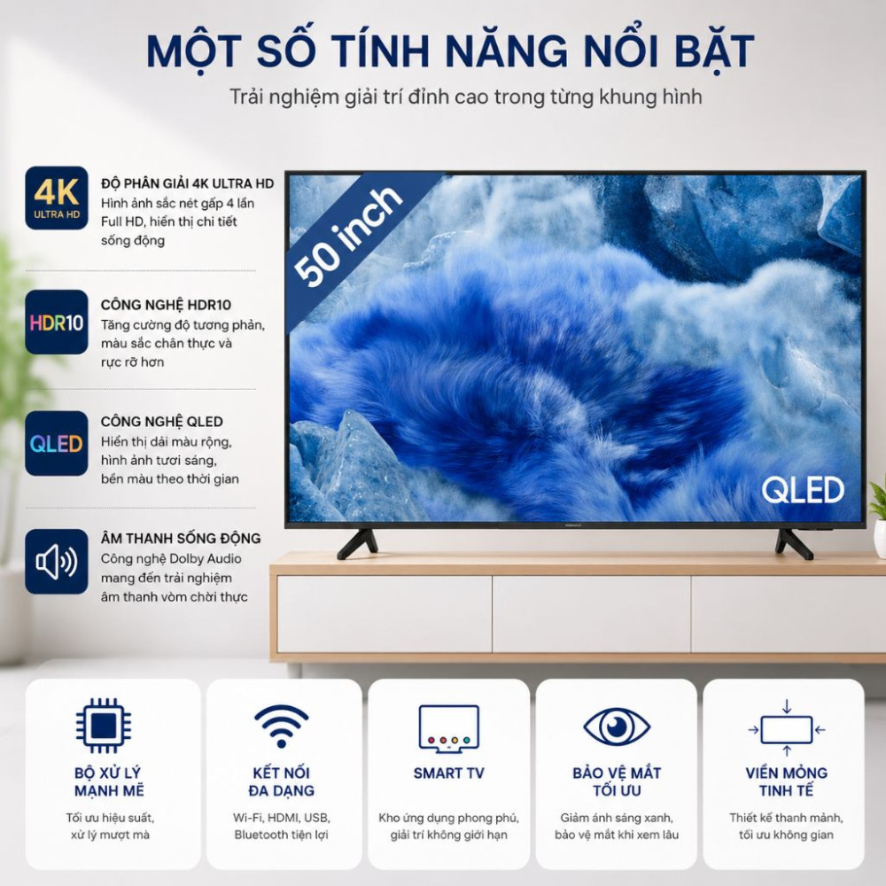 Smart Tivi Samsung QLED 4K 50 Inch QA50Q8FA - Hàng chính hãng