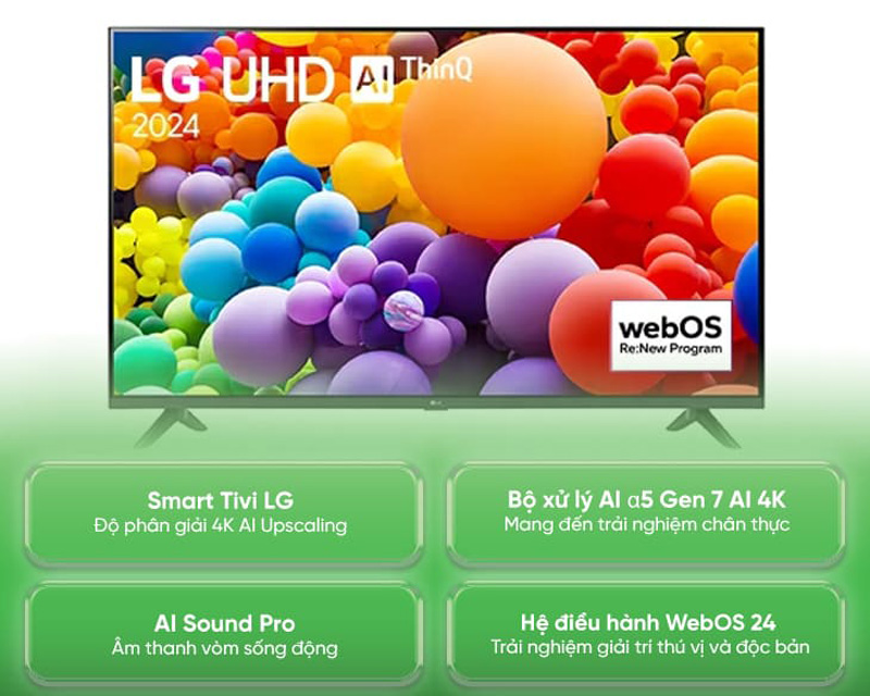 Smart tivi LG 4k 65 inch 65UT7350PSB - Hàng chính hãng