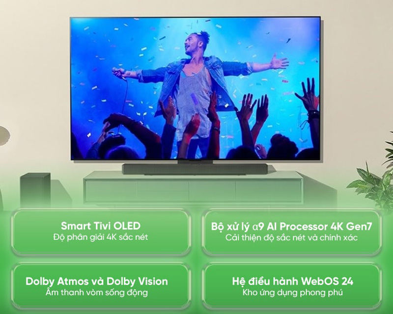 Smart tivi Oled LG 4K 55 inch OLED55C4PSA - Hàng chính hãng