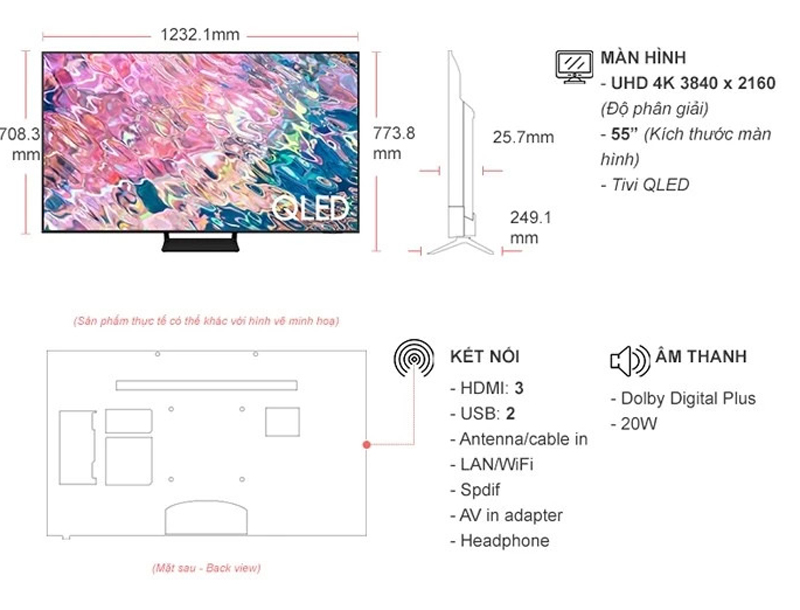Smart tivi qled Samsung QA55Q60BAKXXV - Hàng chính hãng