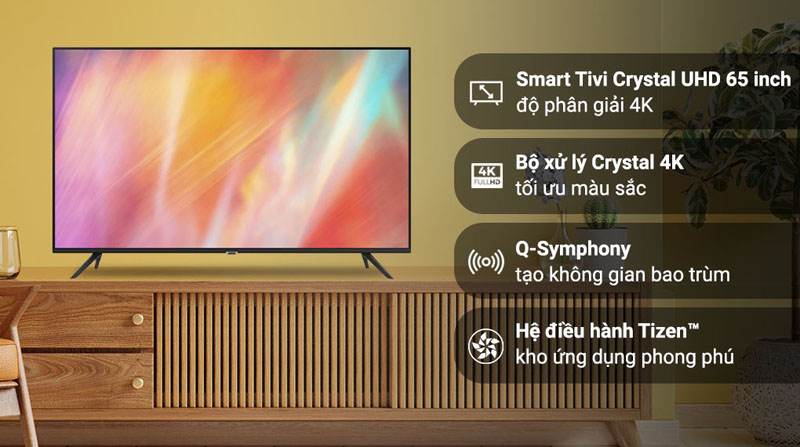 Smart tivi Samsung 4K 65 inch UA65AU7000KXXV - Hàng chính hãng