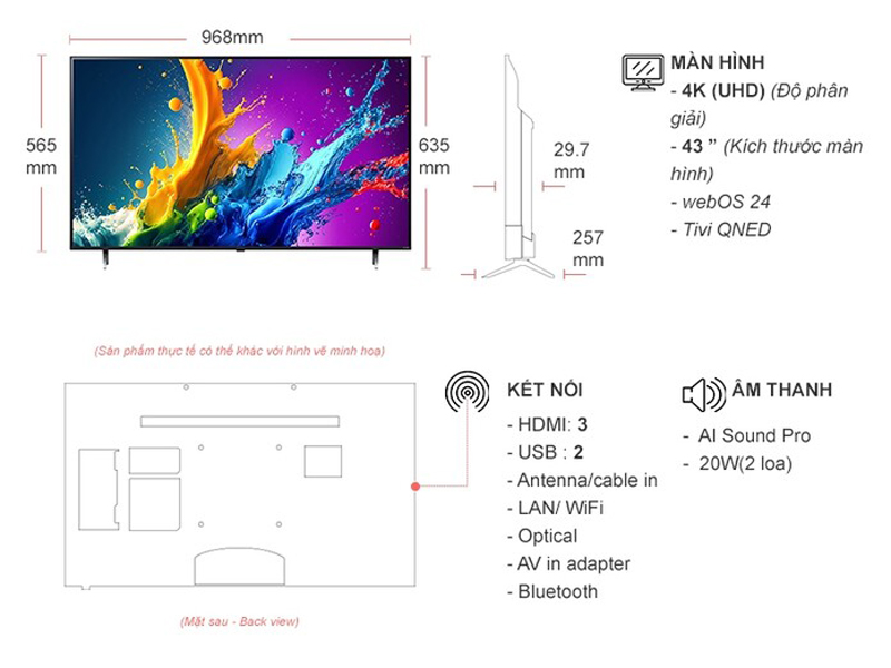 Smart tivi qned LG 4K 43 inch 43QNED80TSA - Hàng chính hãng