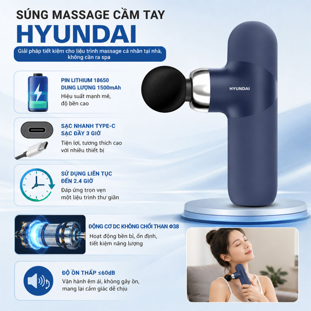 Súng massage cầm tay Hyundai PMS-019  - Hàng chính hãng