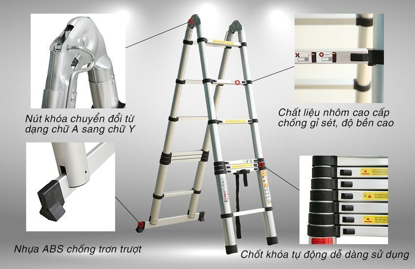 Thang nhôm rút đôi Ameca AMC-500 - Hàng chính hãng