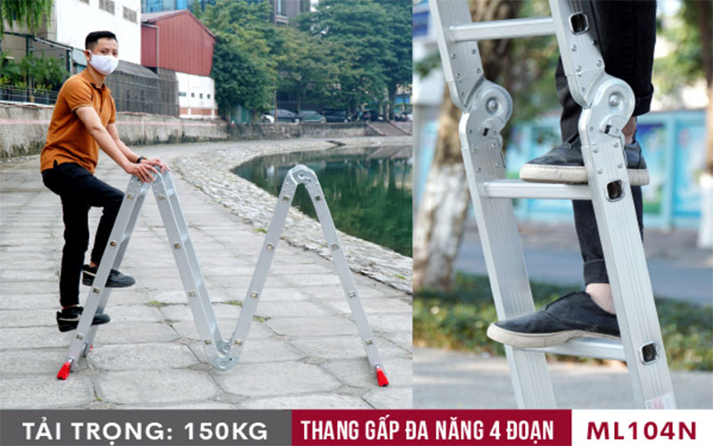 Thang nhôm gấp 4 đoạn Fujihome ML104N - Hàng chính hãng