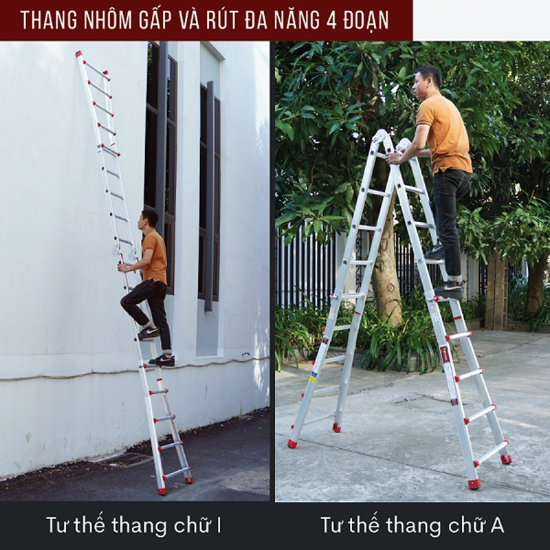 Thang nhôm gấp và rút đa năng 4 đoạn Fujihome ML45 - Hàng chính hãng