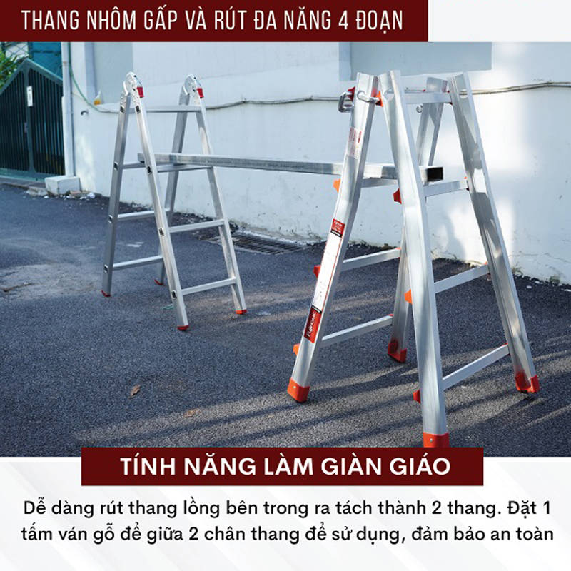 Thang nhôm gấp và rút đa năng 4 đoạn Fujihome ML45 - Hàng chính hãng