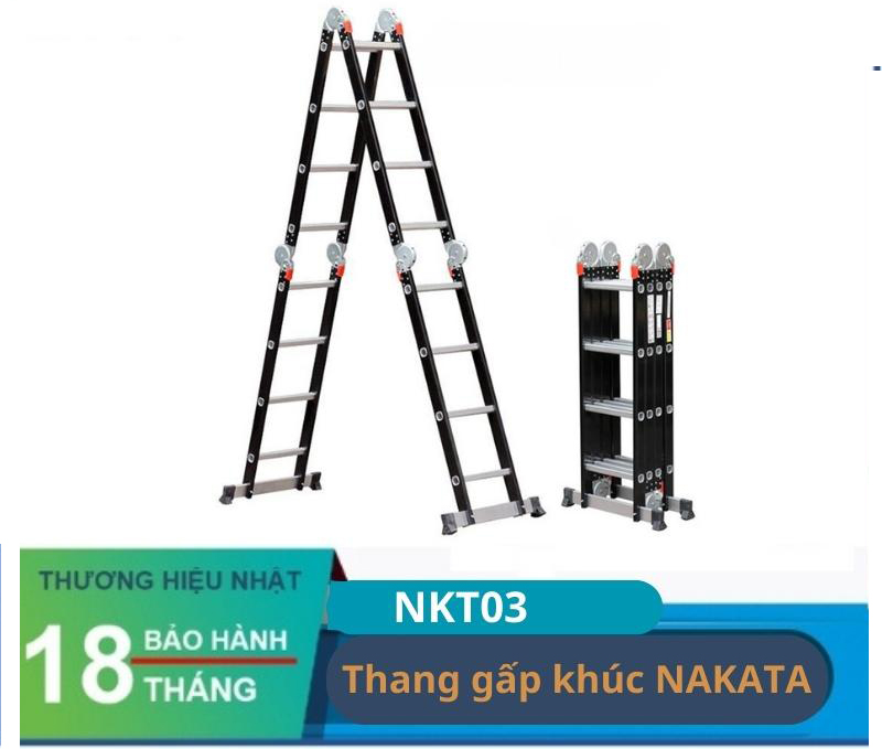 Thang nhôm gấp 4 đoạn Nakata NKT-03 - Hàng chính hãng