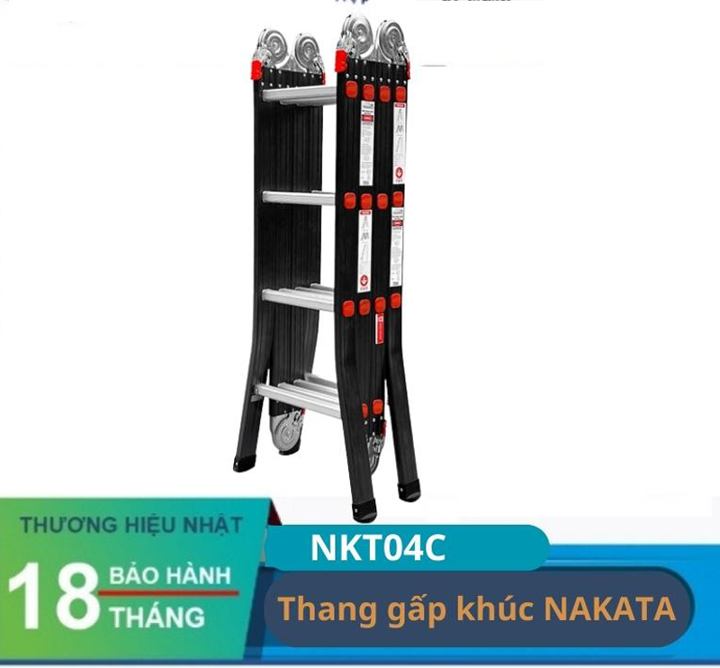 Thang nhôm gấp 4 đoạn Nakata NKT04 - Hàng chính hãng
