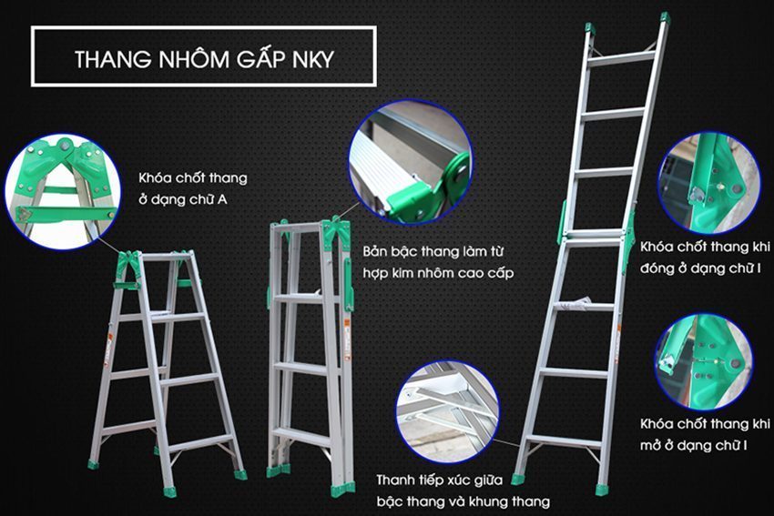 Thang nhôm gấp Nikawa NKY-6C - Hàng chính hãng