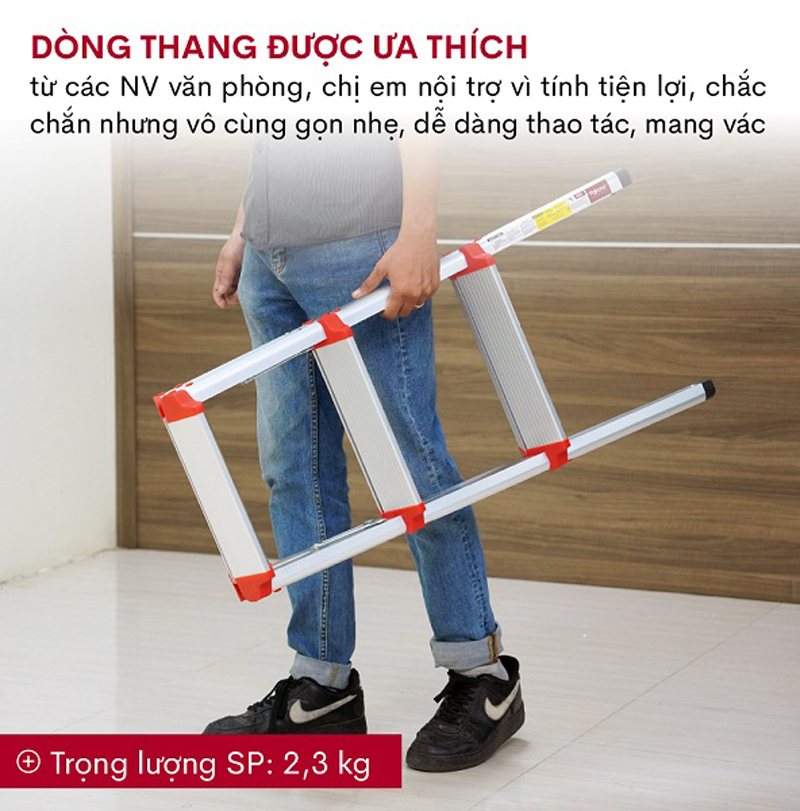 Thang nhôm gấp gọn chữ A Fujihome DL203 - Hàng chính hãng