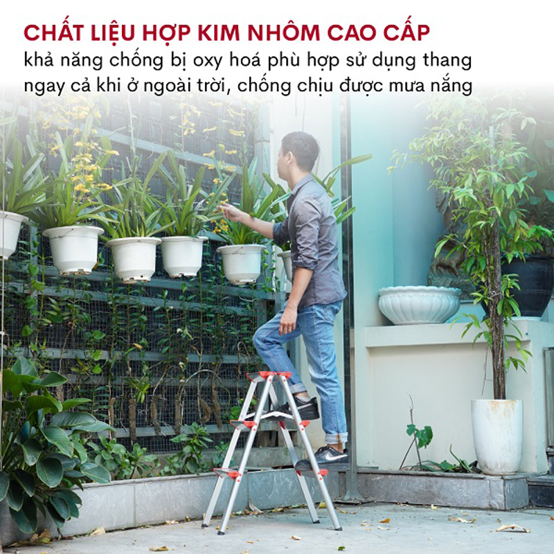 Thang nhôm gấp gọn chữ A Fujihome DL203 - Hàng chính hãng