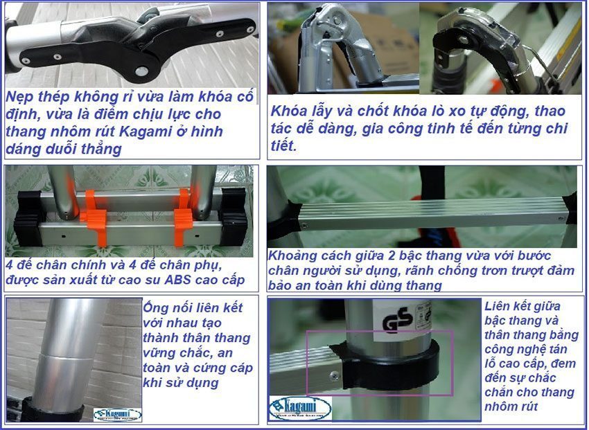 Thang nhôm rút đôi Kagami KT-44-AI - Hàng chính hãng