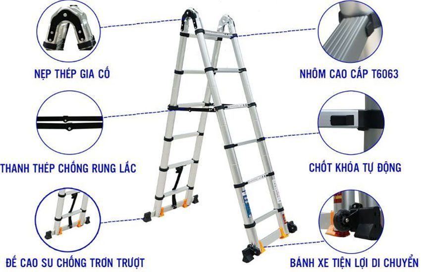 Thang nhôm rút đôi chữ A Hakawa HK-238 - Hàng chính hãng