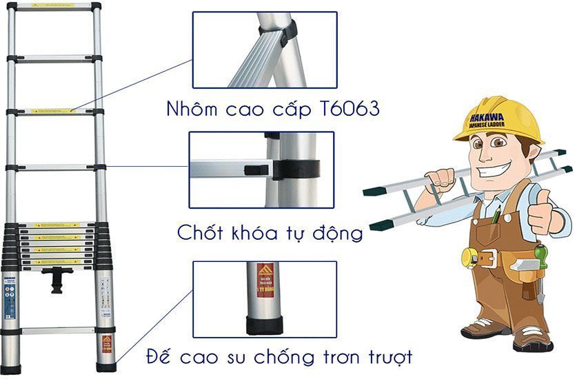 Thang nhôm rút đơn Hakawa HK-114 - Hàng chính hãng