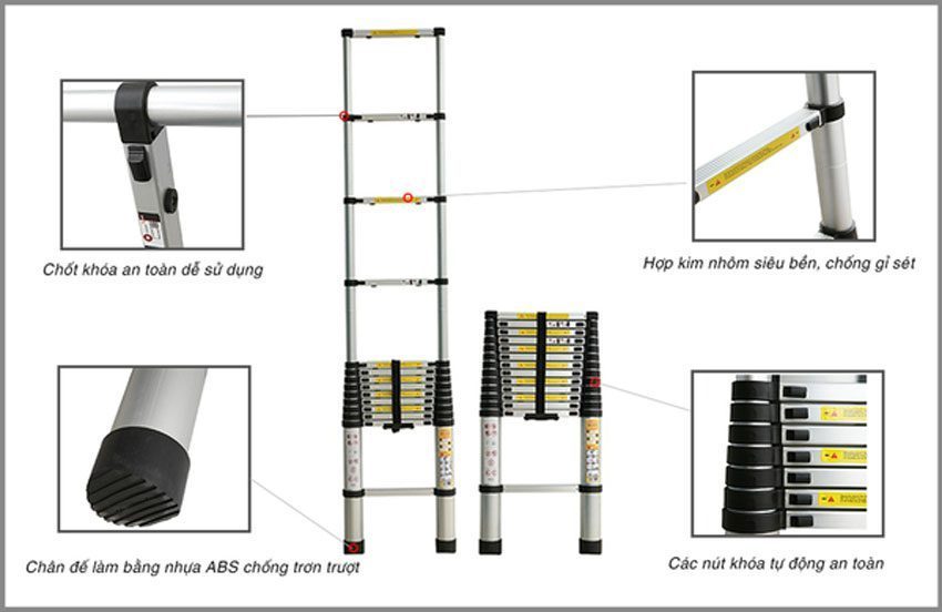 Thang nhôm xếp đơn đai nhôm Ameca AMC-380D - Hàng chính hãng