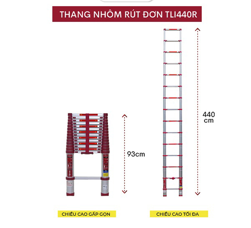 Thang nhôm rút gọn đơn FujiHome TLI440R - Hàng chính hãng