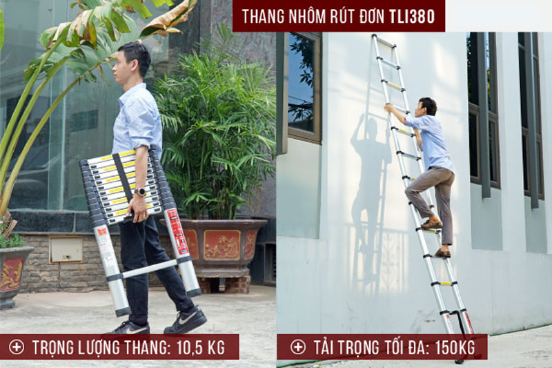Thang nhôm rút gọn đơn Fujihome TLI380 - Hàng chính hãng