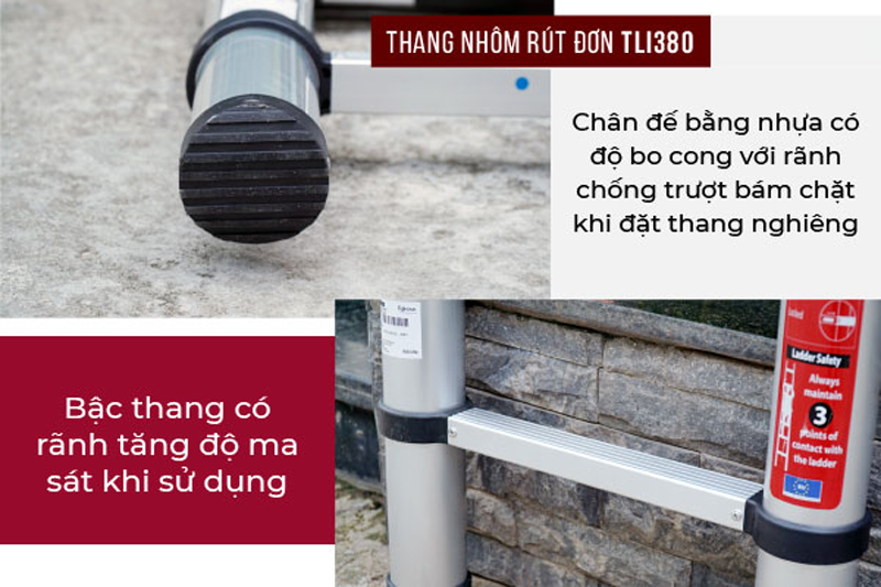 Thang nhôm rút gọn đơn Fujihome TLI380 - Hàng chính hãng