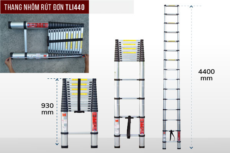 Thang nhôm rút gọn đơn Fujihome TLI440 - Hàng chính hãng