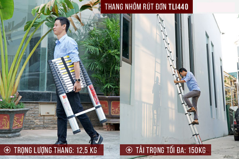 Thang nhôm rút gọn đơn Fujihome TLI440 - Hàng chính hãng
