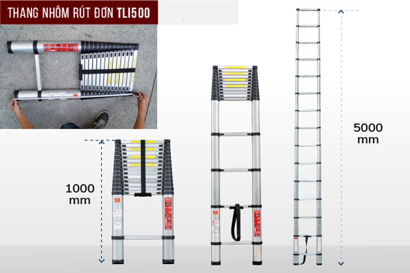 Thang nhôm rút gọn đơn Fujihome TLI500 - Hàng chính hãng