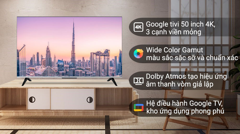 Google Tivi TCL 4K 50 inch 50P635 - Hàng chính hãng