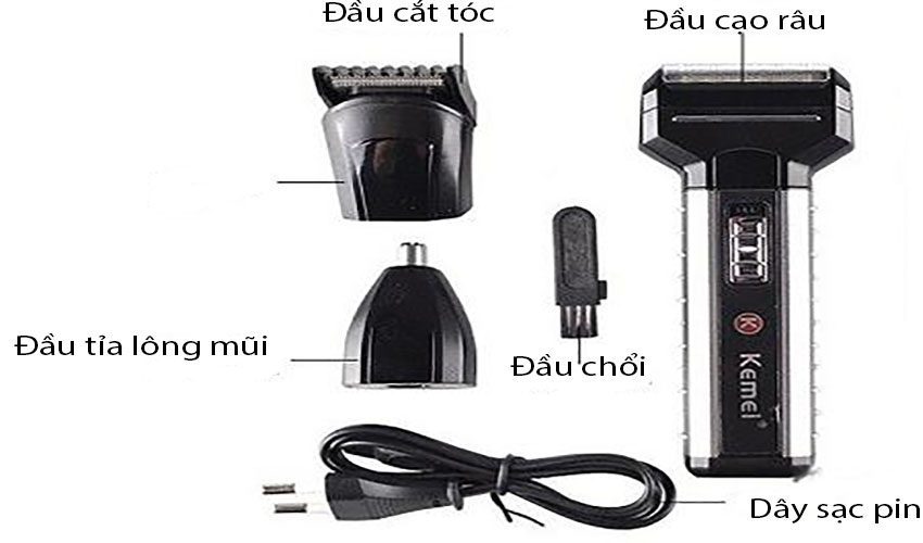 Tông đơ cạo râu, cắt tóc, tỉa lông mũi Kemei KM-1120 - Hàng chính hãng