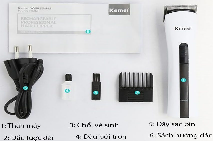 Tông đơ cắt tóc không dây Kemei KM-2516  - Hàng chính hãng