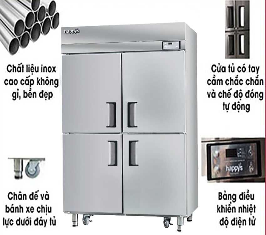 Tủ 2 đông 2 mát công nghiệp 4 cánh Happys HWA-45CFR - Hàng chính hãng