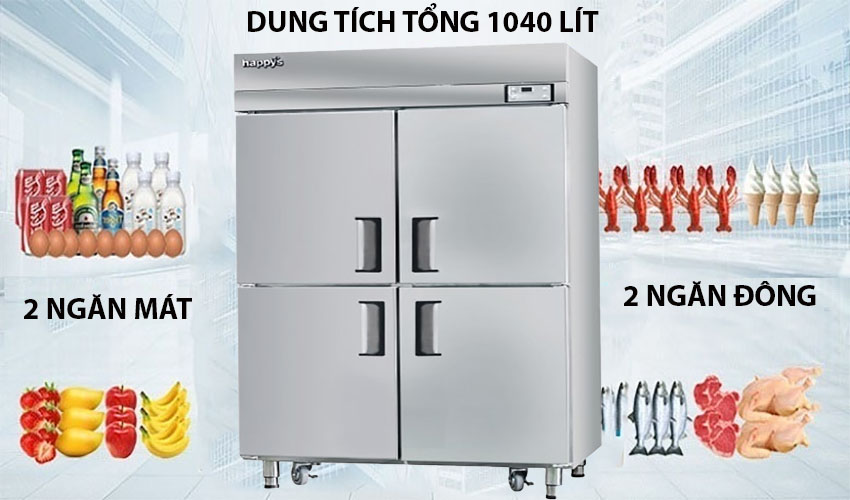 Tủ 2 đông 2 mát công nghiệp 4 cánh Happys HWA-45CFR - Hàng chính hãng